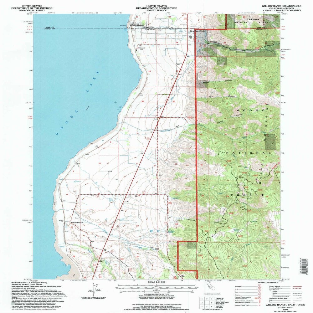 Willow Ranch CA topo map, 1:24000 Scale, 7.5 X 7.5 Minute, Historical, 1993, Updated 1996, 26.8 x 21.4 in - Polypropylene