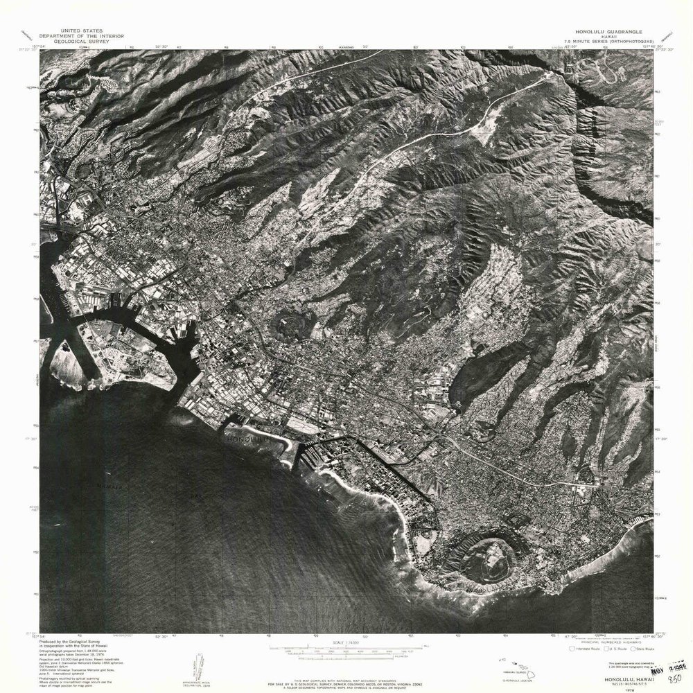 YellowMaps Honolulu HI topo map, 1:24000 Scale, 7.5 X 7.5 Minute, Historical, 1978, Updated 1981, 26.9 x 24 in - Polypropylene