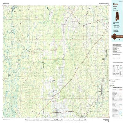 YellowMaps Atmore AL topo map, 1:100000 Scale, 30 X 60 Minute, Historical, 1986, Updated 1986, 24 x 43.7 in - Polypropylene