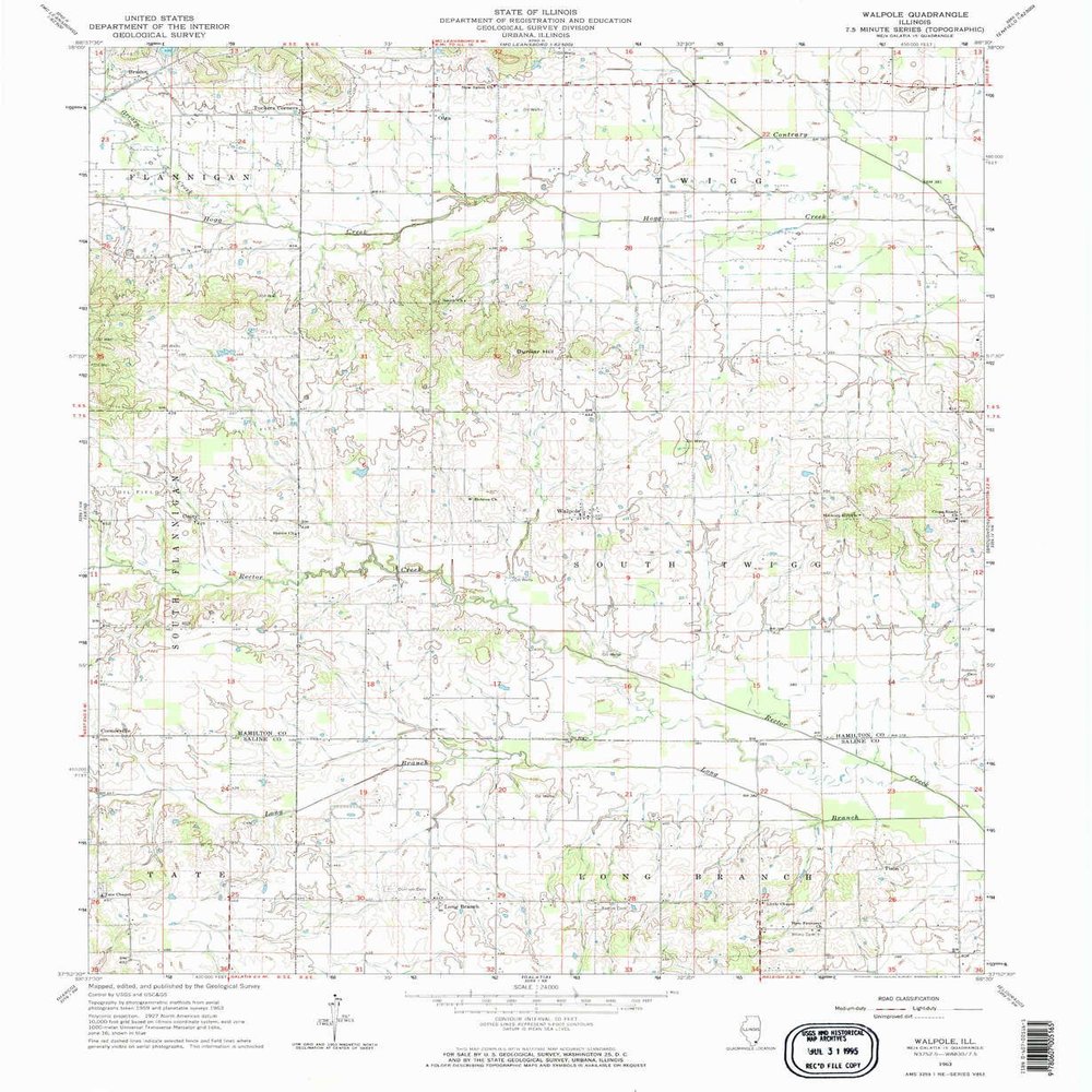 YellowMaps Walpole IL topo map, 1:24000 Scale, 7.5 X 7.5 Minute, Historical, 1963, Updated 1964, 26.8 x 22 in - Tyvek