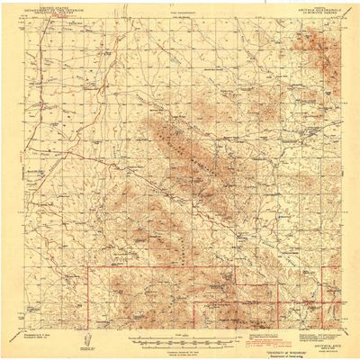 YellowMaps Arivaca AZ topo map, 1:62500 Scale, 15 X 15 Minute, Historical, 1943, 20.2 x 17 in - Polypropylene