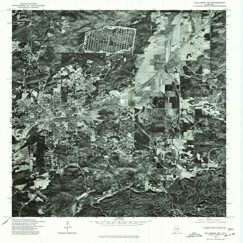 YellowMaps Talladega NE AL topo map, 1:24000 Scale, 7.5 X 7.5 Minute, Historical, 1975, Updated 1977, 26.7 x 21.6 in - Polypropylene
