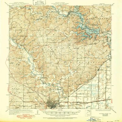 YellowMaps Poplar Bluff MO topo map, 1:62500 Scale, 15 X 15 Minute, Historical, 1935, Updated 1950, 20.7 x 16.9 in - Tyvek