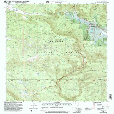 YellowMaps Alpine AZ topo map, 1:24000 Scale, 7.5 X 7.5 Minute, Historical, 1997, Updated 2000, 26.7 x 21.6 in - Polypropylene