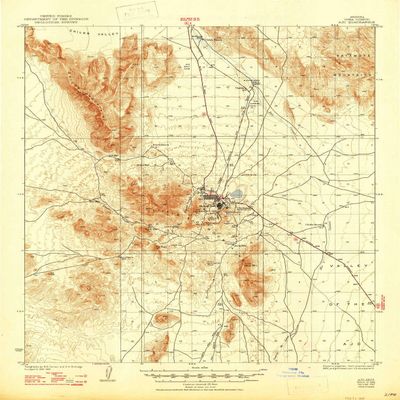 YellowMaps AJO AZ topo map, 1:62500 Scale, 15 X 15 Minute, Historical, 1934, Updated 1947, 20.8 x 16.9 in - Polypropylene