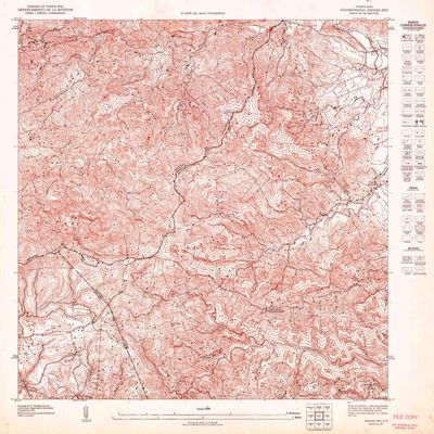 YellowMaps Caguas NO PR topo map, 1:10000 Scale, 3.75 X 3.75 Minute, Historical, 1947, 31.2 x 30.6 in - Polypropylene