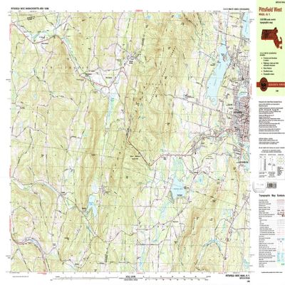YellowMaps Pittsfield West MA topo map, 1:25000 Scale, 7.5 X 15 Minute, Historical, 1988, Updated 1988, 24 x 38.7 in - Tyvek