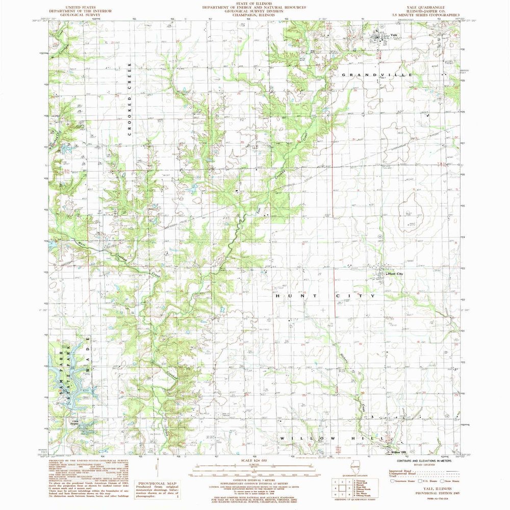Yale IL topo map, 1:24000 Scale, 7.5 X 7.5 Minute, Historical, 1985, Updated 1985, 26.7 x 22 in - Tyvek