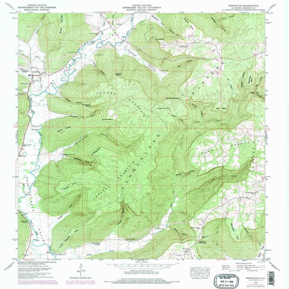 YellowMaps Princeton AL topo map, 1:24000 Scale, 7.5 X 7.5 Minute, Historical, 1948, Updated 1977, 26.8 x 22 in - Tyvek