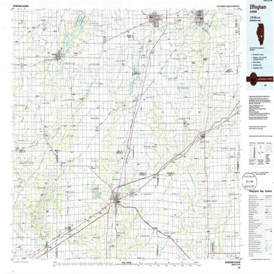 YellowMaps Effingham IL topo map, 1:100000 Scale, 30 X 60 Minute, Historical, 1986, Updated 1986, 24.1 x 41 in - Tyvek