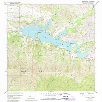 YellowMaps Lake Cachuma CA topo map, 1:24000 Scale, 7.5 X 7.5 Minute, Historical, 1959, Updated 1989, 26.8 x 22 in - Polypropylene