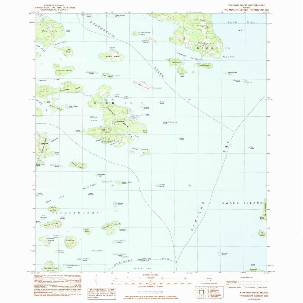YellowMaps Stinson Neck ME topo map, 1:24000 Scale, 7.5 X 7.5 Minute, Historical, 1983, Updated 1983, 26.7 x 21.5 in - Polypropylene
