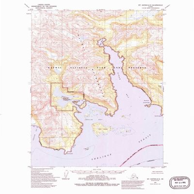 YellowMaps Mt Katmai A 2 AK topo map, 1:63360 Scale, 15 X 15 Minute, Historical, 1951, Updated 1994, 21.5 x 18 in - Polypropylene