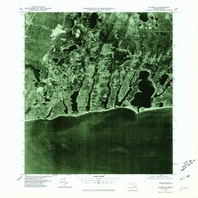 YellowMaps Falmouth MA topo map, 1:25000 Scale, 7.5 X 7.5 Minute, Historical, 1977, Updated 1981, 26.8 x 22 in - Polypropylene