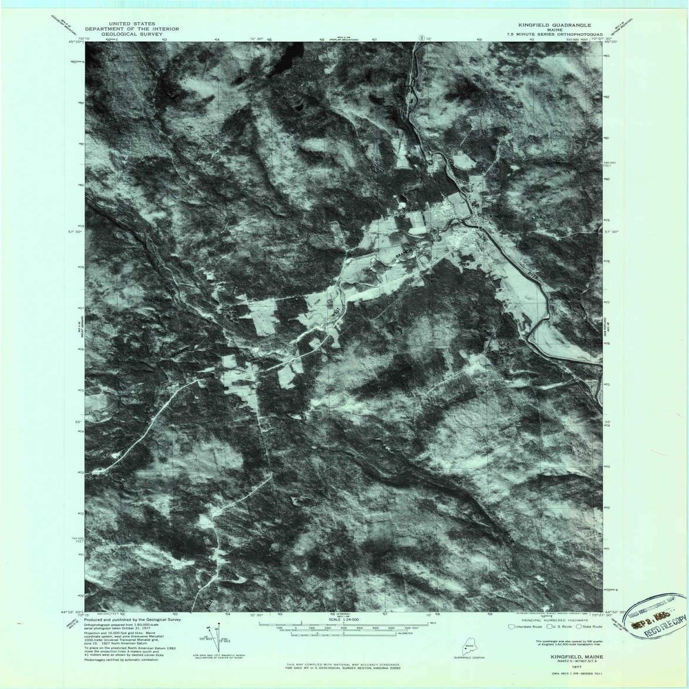 YellowMaps Kingfield ME topo map, 1:24000 Scale, 7.5 X 7.5 Minute, Historical, 1977, Updated 1983, 27.5 x 21.5 in - Polypropylene