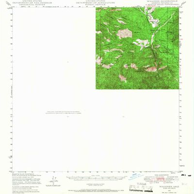 YellowMaps Wagoner AZ topo map, 1:62500 Scale, 15 X 15 Minute, Historical, 1947, Updated 1967, 20.7 x 16.9 in - Polypropylene