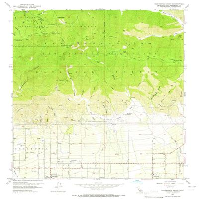 YellowMaps Cucamonga Peak CA topo map, 1:24000 Scale, 7.5 X 7.5 Minute, Historical, 1953, Updated 1965, 26.9 x 22.1 in - Polypropylene
