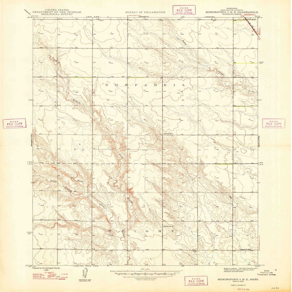 YellowMaps Hemingford 4 NE NE topo map, 1:24000 Scale, 7.5 X 7.5 Minute, Historical, 1948, 26.8 x 22 in - Polypropylene