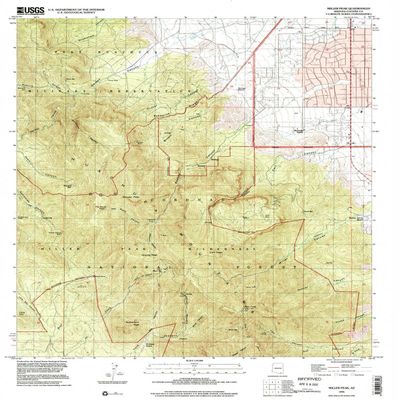 YellowMaps Miller Peak AZ topo map, 1:24000 Scale, 7.5 X 7.5 Minute, Historical, 1996, Updated 2002, 26.9 x 22 in - Polypropylene