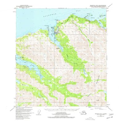 Seldovia B 5 AK topo map, 1:63360 Scale, 15 X 15 Minute, Historical, 1951, Updated 1977, 21.8 x 18 in - Tyvek