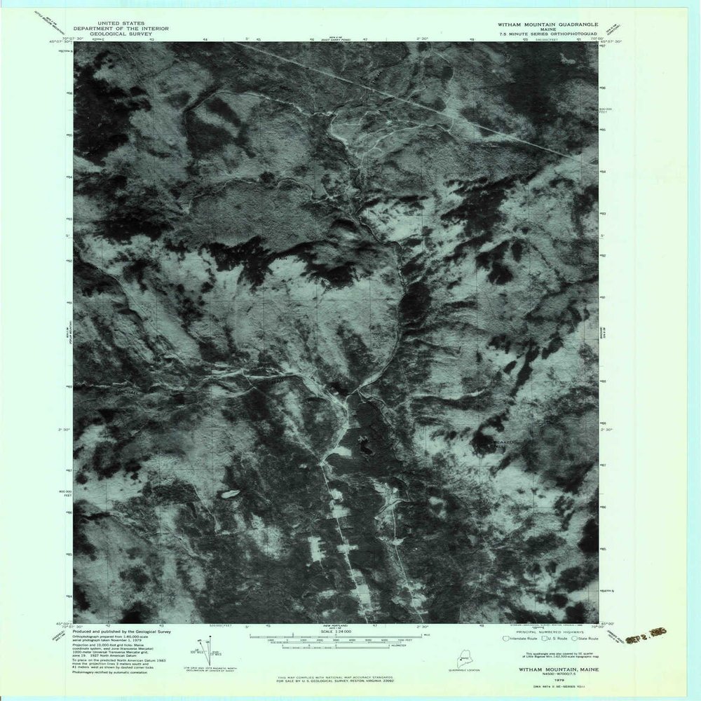 YellowMaps Witham Mountain ME topo map, 1:24000 Scale, 7.5 X 7.5 Minute, Historical, 1979, Updated 1983, 27.4 x 21.5 in - Polypropylene