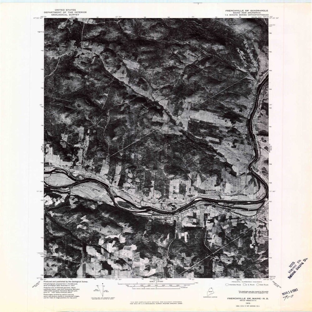 YellowMaps Frenchville SW ME topo map, 1:24000 Scale, 7.5 X 7.5 Minute, Historical, 1975, Updated 1981, 27.4 x 21.5 in - Polypropylene