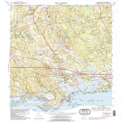 YellowMaps Guilford CT topo map, 1:24000 Scale, 7.5 X 7.5 Minute, Historical, 1968, Updated 1988, 27.7 x 20.7 in - Polypropylene