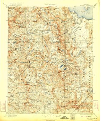 Mt Lyell CA topo map, 1:125000 Scale, 30 X 30 Minute, Historical, 1901, Updated 1922, 19.8 x 16.5 in - Polypropylene