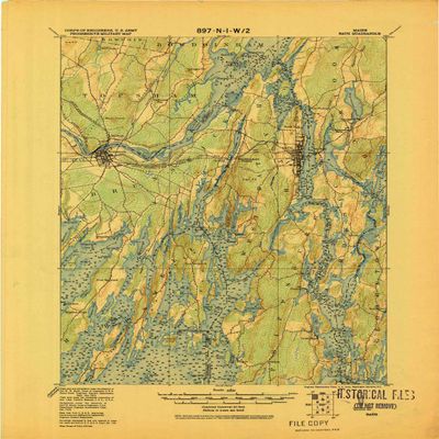 YellowMaps Bath ME topo map, 1:62500 Scale, 15 X 15 Minute, Historical, 1920, Updated 1920, 22.1 x 17.1 in - Tyvek