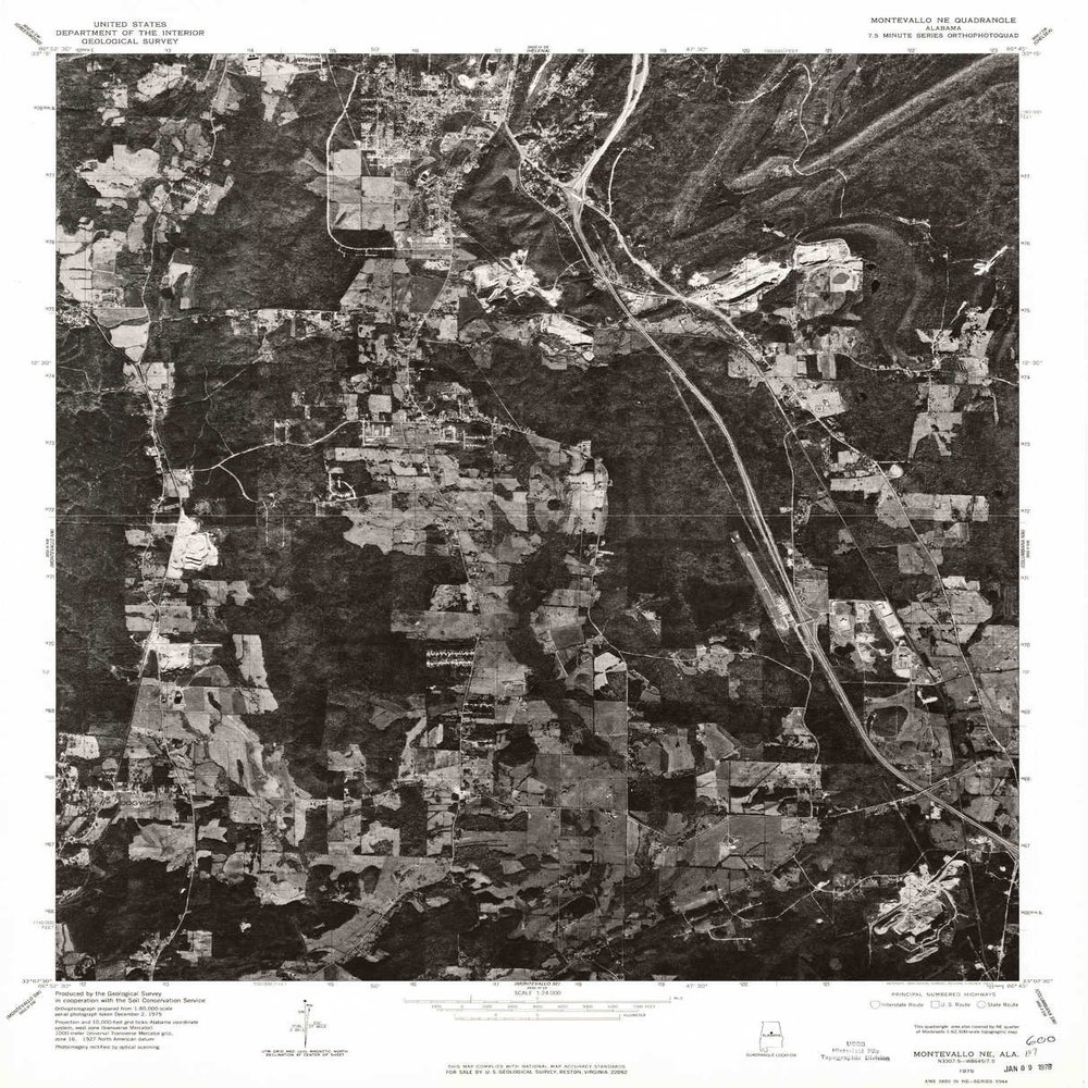 YellowMaps Montevallo NE AL topo map, 1:24000 Scale, 7.5 X 7.5 Minute, Historical, 1975, Updated 1977, 26.7 x 21.6 in - Polypropylene