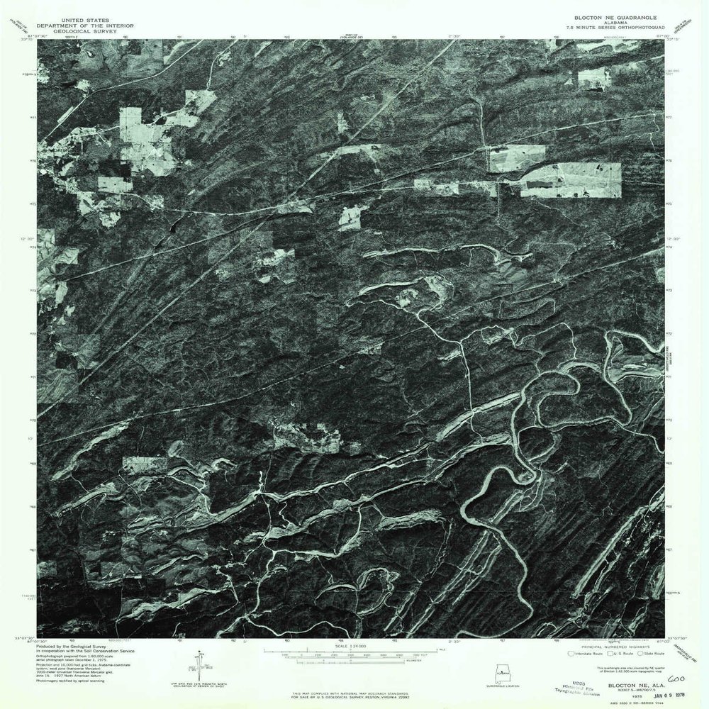YellowMaps Blocton NE AL topo map, 1:24000 Scale, 7.5 X 7.5 Minute, Historical, 1975, Updated 1977, 26.9 x 21.6 in - Polypropylene