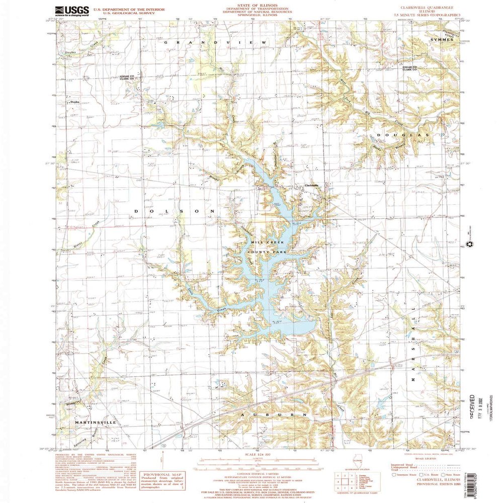 YellowMaps Clarksville IL topo map, 1:24000 Scale, 7.5 X 7.5 Minute, Historical, 1998, Updated 2002, 26.8 x 22 in - Polypropylene