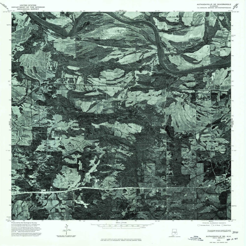 YellowMaps Autaugaville SE AL topo map, 1:24000 Scale, 7.5 X 7.5 Minute, Historical, 1975, Updated 1977, 26.9 x 21.6 in - Polypropylene