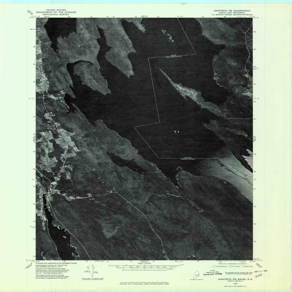 YellowMaps Danforth NE ME topo map, 1:24000 Scale, 7.5 X 7.5 Minute, Historical, 1975, Updated 1980, 27.4 x 21.5 in - Polypropylene