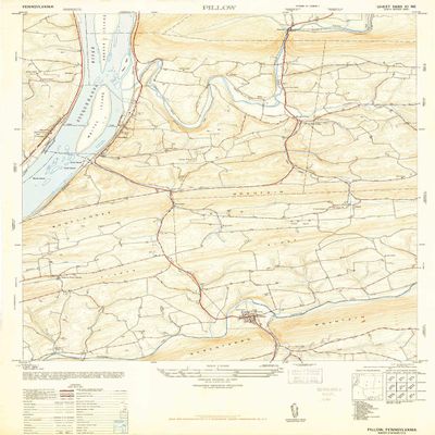 Pillow PA topo map, 1:24000 Scale, 7.5 X 7.5 Minute, Historical, 1947, 28.56 x 19.15 in - Tyvek