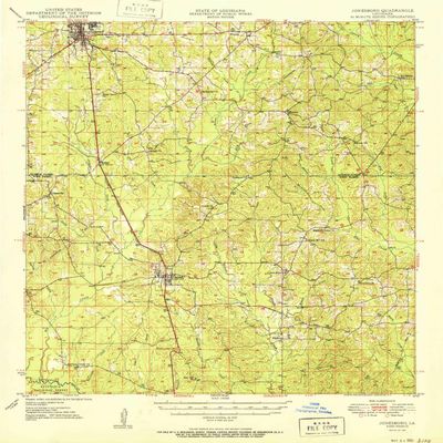 YellowMaps Jonesboro LA topo map, 1:62500 Scale, 15 X 15 Minute, Historical, 1950, 20.8 x 16.9 in - Tyvek