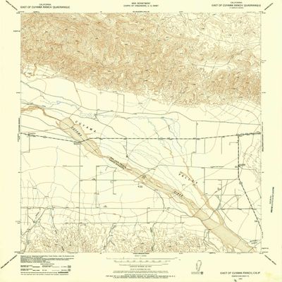 YellowMaps East of Cuyama Ranch CA topo map, 1:24000 Scale, 7.5 X 7.5 Minute, Historical, 1942, Updated 1959, 26.8 x 22 in - Polypropylene