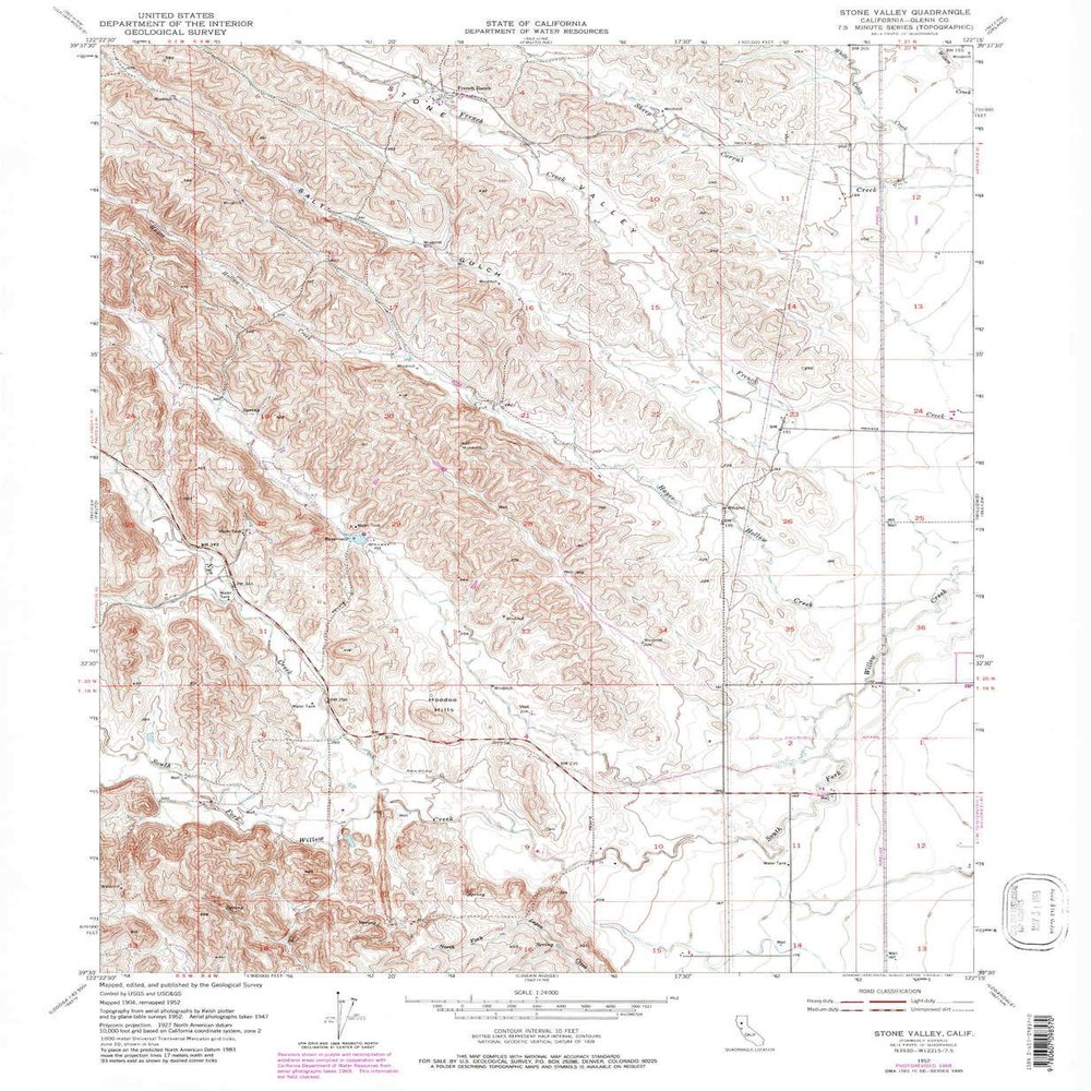 YellowMaps Stone Valley CA topo map, 1:24000 Scale, 7.5 X 7.5 Minute, Historical, 1952, Updated 1981, 26.8 x 22 in - Polypropylene