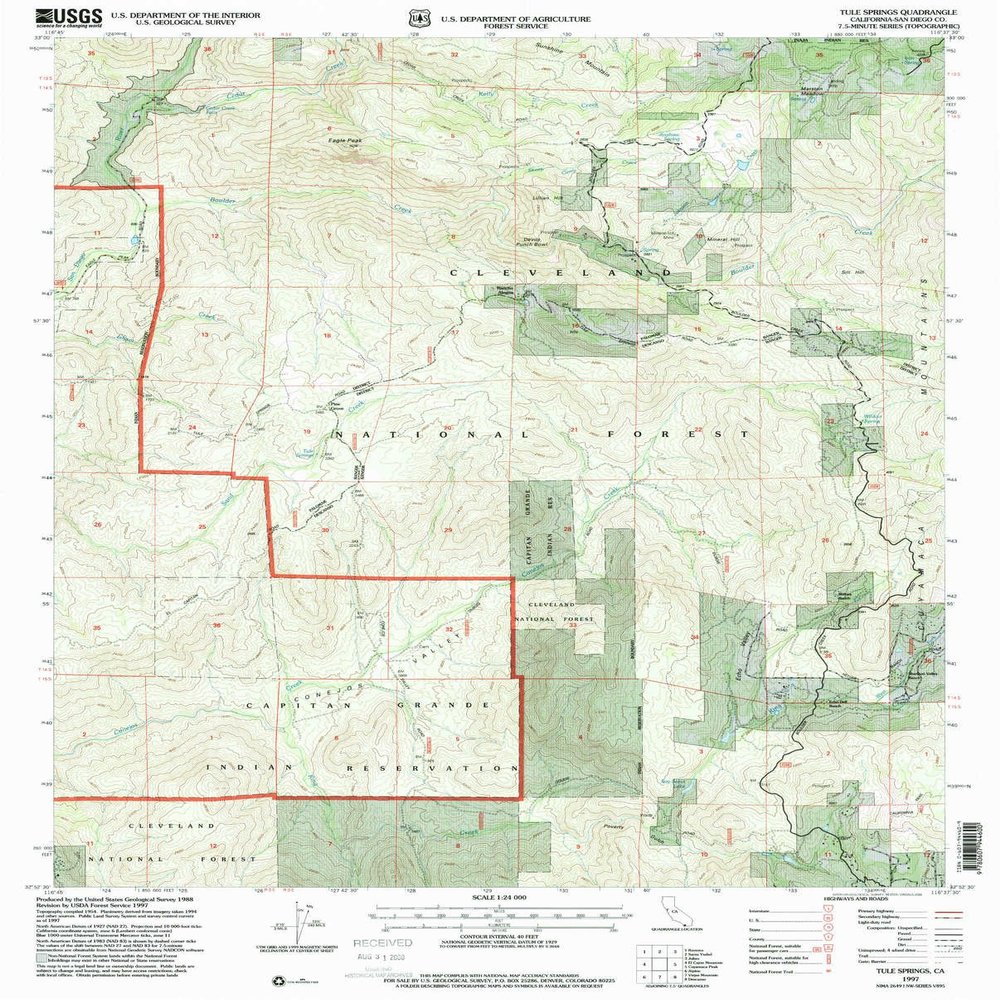 YellowMaps Tule Springs CA topo map, 1:24000 Scale, 7.5 X 7.5 Minute, Historical, 1997, Updated 2000, 26.8 x 21.5 in - Polypropylene