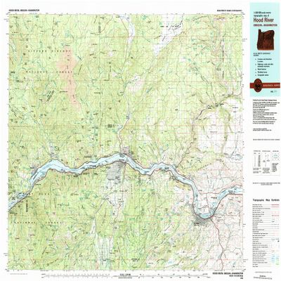 YellowMaps Hood River OR topo map, 1:100000 Scale, 30 X 60 Minute, Historical, 1982, Updated 1983, 24.1 x 36.8 in - Polypropylene