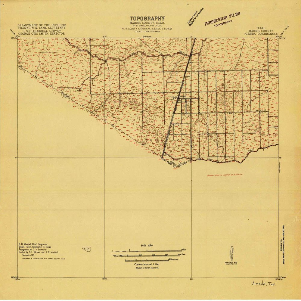 YellowMaps Almeda TX topo map, 1:24000 Scale, 7.5 X 7.5 Minute, Historical, 1915, 19 x 22.9 in - Tyvek