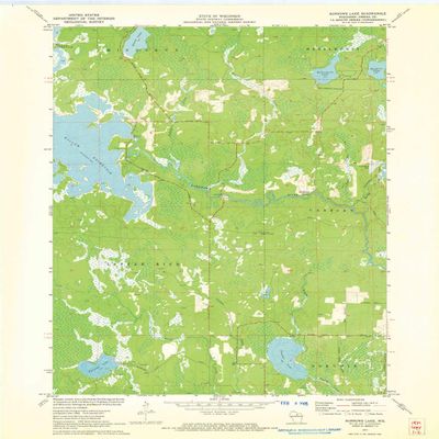 YellowMaps Burrows Lake WI topo map, 1:24000 Scale, 7.5 X 7.5 Minute, Historical, 1971, Updated 1973, 27.22 x 21.06 in - Tyvek