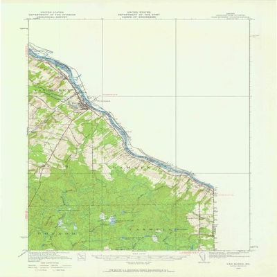 YellowMaps Van Buren ME topo map, 1:62500 Scale, 15 X 15 Minute, Historical, 1951, Updated 1960, 21 x 15 in - Tyvek