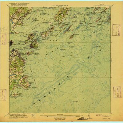 YellowMaps Casco Bay ME topo map, 1:62500 Scale, 15 X 15 Minute, Historical, 1916, 20.3 x 15.5 in - Polypropylene