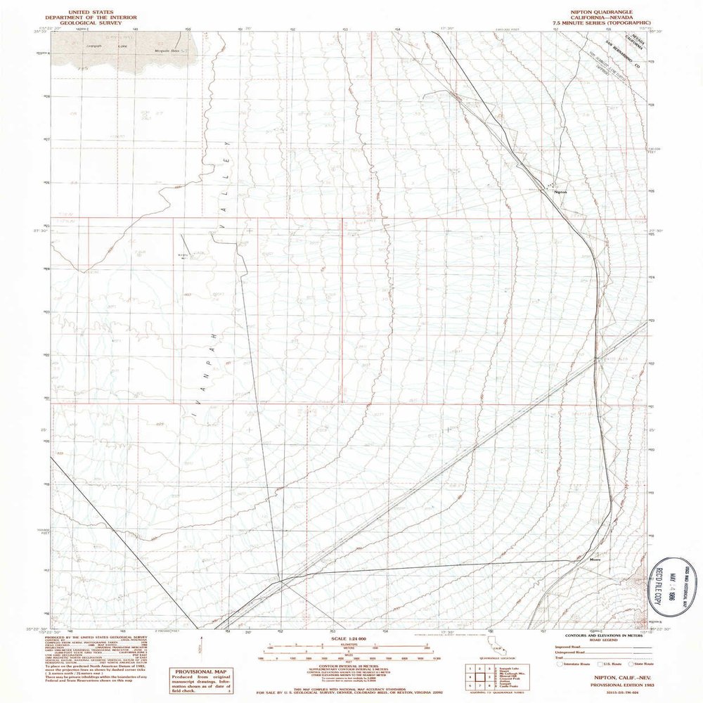 YellowMaps Nipton CA topo map, 1:24000 Scale, 7.5 X 7.5 Minute, Historical, 1983, Updated 1983, 26.8 x 21.9 in - Polypropylene