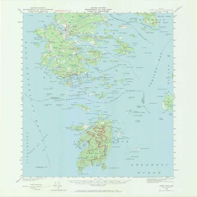 YellowMaps Deer Isle ME topo map, 1:62500 Scale, 15 X 15 Minute, Historical, 1942, Updated 1971, 21 x 16.5 in - Polypropylene
