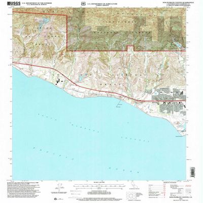 Dos Pueblos Canyon CA topo map, 1:24000 Scale, 7.5 X 7.5 Minute, Historical, 1995, Updated 2000, 26.7 x 22 in - Polypropylene