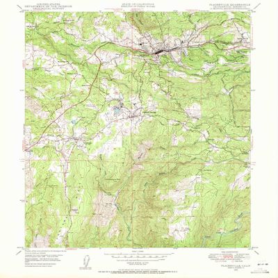 YellowMaps Placerville CA topo map, 1:24000 Scale, 7.5 X 7.5 Minute, Historical, 1949, Updated 1955, 26.8 x 22 in - Polypropylene
