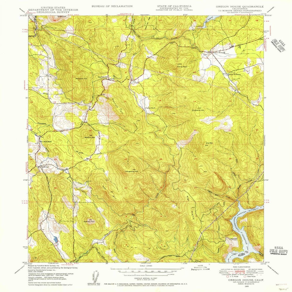 YellowMaps Oregon House CA topo map, 1:24000 Scale, 7.5 X 7.5 Minute, Historical, 1948, Updated 1956, 26.9 x 21.9 in - Polypropylene