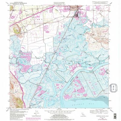 YellowMaps Fairfield South CA topo map, 1:24000 Scale, 7.5 X 7.5 Minute, Historical, 1949, Updated 1985, 26.9 x 22 in - Polypropylene